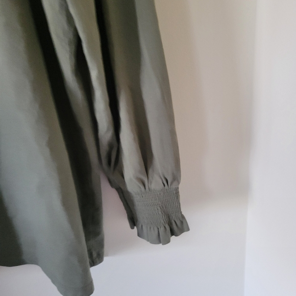 Talbots Olive Green Ruffled Blouse - Picture 5 of 9